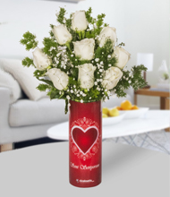 Seni Seviyorum Vazoda Beyaz Güller